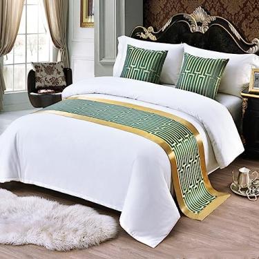 Imagem de Cachecol de corredor de cama Colchas Sólidas Camas de Hotel Cachecóis King Queen Decorativos para Pés de Qualidade Moderna Camas Mantas para King Size Decoração de Quarto de Casa - Verde||50 x 210 cm