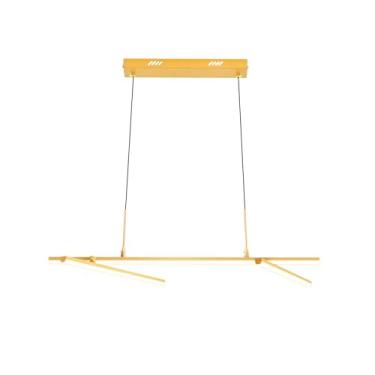 Imagem de Luminária Pendente Linear Dourada, Lustre Moderno de LED, 3000K-6000K