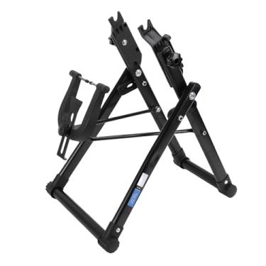Imagem de Asixxsix Suporte para alinhamento de rodas de bicicleta, suporte dobrável em aço de alto carbono para manutenção de rodas de bicicleta com régua de escala e pino superior, adequado
