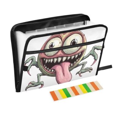 Imagem de Organizador de pastas de acordeão monstro engraçado tamanho carta A4 organizador de documentos com bolsa frontal para lápis