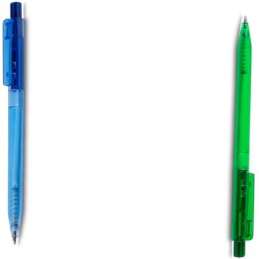 Imagem de Caneta Esferográfica em Alumínio Reciclado, Retrátil, Escrita Azul, Corpo Emborrachado, Ponta Touch, Refil Tipo Parker, Ambidestro, 15g (Azul e Verde)