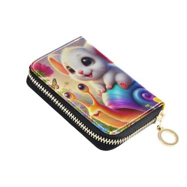 Imagem de Carteira feminina colorida de caracol com zíper e porta-cartões com bloqueio de RFID e bolsa para moedas