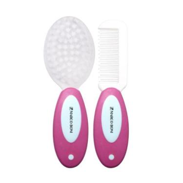 Imagem de Kit Baby Escova E Pente De Cabelo Cerdas Macias Marco Boni, Rosa