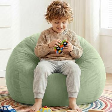 Imagem de AZHCHKE Cadeira de pufe de armazenamento de animais de pelúcia (sem enchimento), poltrona de veludo macio e confortável para adultos, crianças, adolescentes, meninas, cães, gatos, animais de estimação