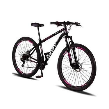 Imagem de Bicicleta Aro 29 Aço Carbono Gott Vortex 21v Com Suspensão e Freio a Disco - Preto e Rosa