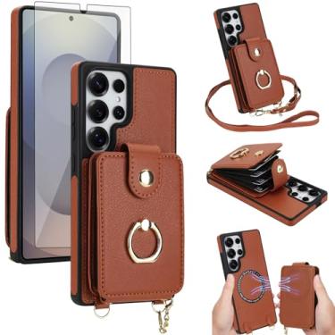 Imagem de Asuwish Capa de telefone para Samsung Galaxy S25 Ultra 5G capa carteira magnética destacável e protetor de tela anel suporte compatível com bloqueio de RFID MagSafe S25Ultra 25S S 25 25Ultra para