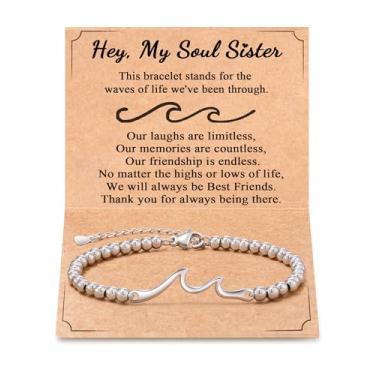 Imagem de Tarsus Presente para amigas, The Waves of Life We've Through Together, ideia de presentes de amizade para mulheres, pulseira de onda para melhor amiga, melhor amiga, alma, irmã, Natal, Dia dos