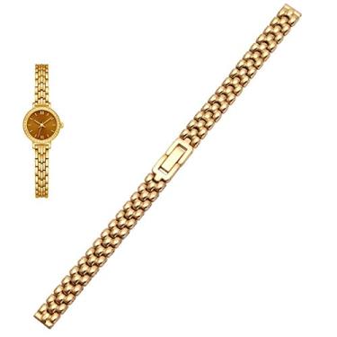 Imagem de Clouism Pulseira de aço inoxidável de 6 mm, 8 mm, 10 mm, prata dourada, pulseira de substituição para mostrador de tamanho, pulseira de relógio fashion feminina (ouro, 10 mm)