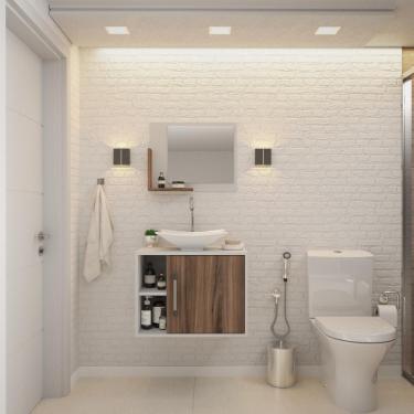 Imagem de Conjunto Balcão C-cuba L38 E Espelheira Soft 600 Branco Chess C-carvalho Dark Branco Chess C-nogal