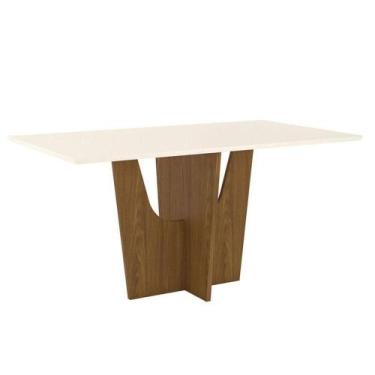 Imagem de Mesa De Jantar Vértice 160 Cm Canto Reto Sem Vidro Nature Off White - 