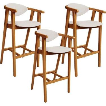 Imagem de Kit 03 Banquetas Alta Para Cozinha Bancada Bar Sala De Jantar Fixa Cec