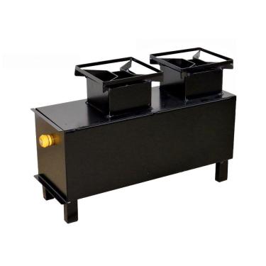 Imagem de Fogão Portátil A Lenha Campeiro Em Aço 02 Boca 50x35x18cm.