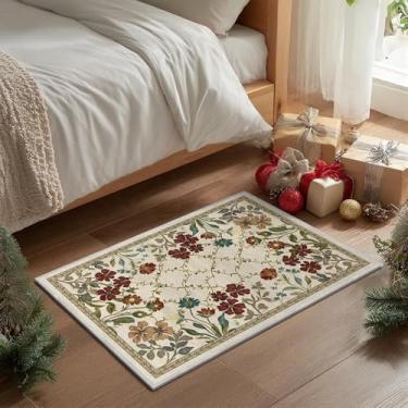 Imagem de Artoid Mode Tapete de porta rústico com flores xadrez, primavera, decoração de casa de verão, baixo perfil, antiderrapante, lavável, tapete para cozinha, entrada, porta da frente, quarto, banheiro, 5
