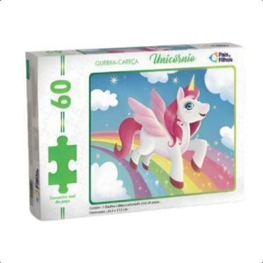 Imagem de Quebra Cabeça Unicórnio Infantil Menina 60 Peças  - Pais E Filhos