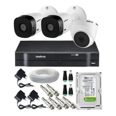 Imagem de Kit Cftv 3 Câmeras Segurança Intelbras 1mp Dvr Mhdx full IP E Hd