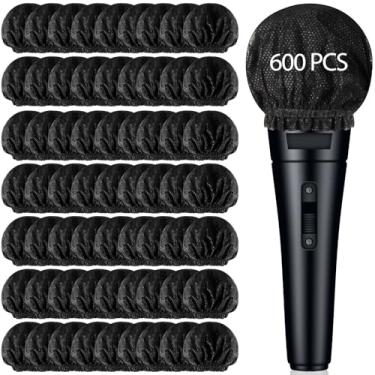 Imagem de Buryeah 600 peças de capa de microfone descartável não tecido de mão para microfone com faixa elástica capa de microfone embrulhada individualmente para estúdio de gravação KTV Karaoke Stage