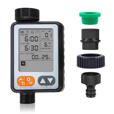 Imagem de Temporizador de irrigação, temporizador de torneira de mangueira de jardim externo com tela de 7,6 cm de atraso de chuva para irrigador de grama e pulverizador de bocal, 1 saída
