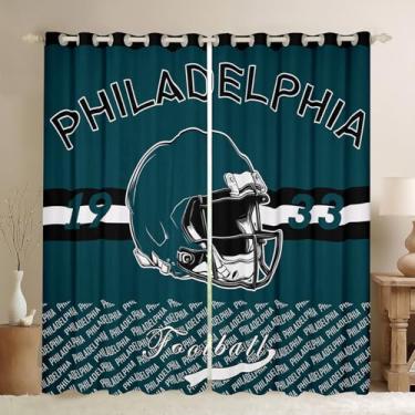 Imagem de Feelyou Cortinas blackout de futebol masculino 30%-50% Philadelphia cortinas escurecidas para quarto sala de estar decoração futebol cidade isolamento térmico cortinas esportivas janela tratamentos, 2