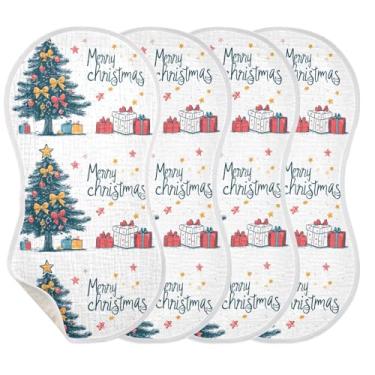 Imagem de Wassud Pacote com 2 panos de musselina Merry Christmas, babadores de algodão, toalhas de rosto absorventes e macios para arrotos para meninos e meninas recém-nascidos