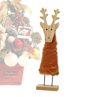 Imagem de Decorações de árvores de renas de feltro de, decorações de mesa de feltro, Estatueta de mesa com base de criativa, Layout fornece ornamento de artesanato de papai noel de rena, decoração de natal de