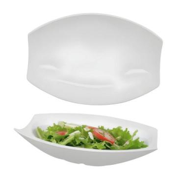 Imagem de Travessa Oval Curvas Melamina Para Servir Alimentos Saladeira Fruteira