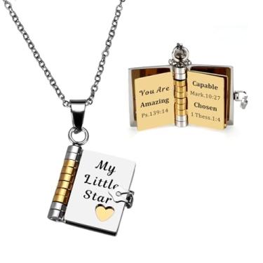 Imagem de Colar My Little Star Book para Filha, Presentes de Natal para Meninas Adolescentes, Presentes de Elefante Branco, Presente de Aniversário 16-18 para Filha, Pingente Cristão, Lembrança, Batismo, Dia
