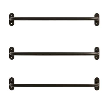 Imagem de 3 Peças Arara Suporte De Roupas Cabideiro 70cm Reforçado - Closet/Parede - PRETO