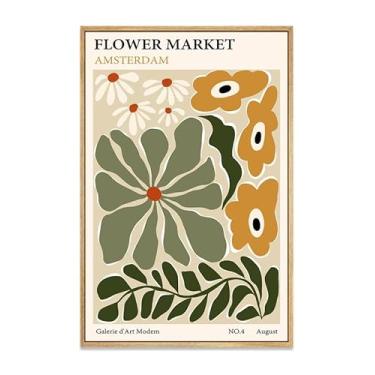 Imagem de Zzuyi Arte de parede emoldurada do mercado de flores, imagens de flores vintage, pintura abstrata de flores coloridas para quarto, sala de estar, dormitório, galeria, 30,5 x 40,6 cm