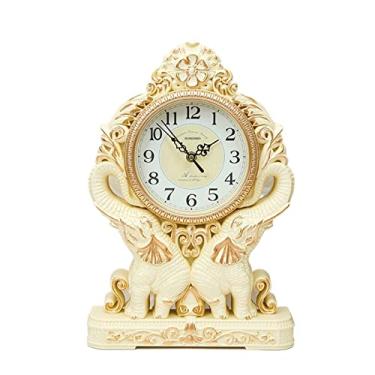 Imagem de pcagfaajmh Relógio de manto decoração de sala de estar relógio de mesa relógio grande pêndulo mesa pêndulo relógio quarto mudo casa relógio de mesa relógio de mesa relógio vintage cornija (cor: 1