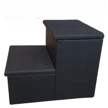 Imagem de Escadinha Resistente 2 Degraus Antiderrapante – Ideal para Maca, Salão de Beleza, Estética e Massagem(CORINO PRETO)