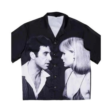 Imagem de Camisa Masculina plus Size Com Botões, Corte Solto, Estampada, Verão, 