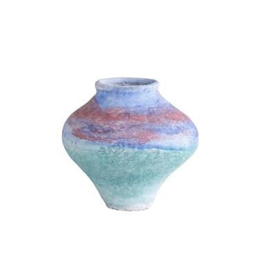 Imagem de Vaso de cerâmica gradiente azul fresco flor seca grama mesa prateleira de parede centro de mesa decoração de casa (roxo)
