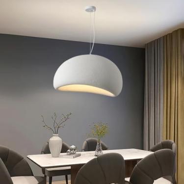 Imagem de Luminária Pendente para Mesa de Jantar, Estilo Japonês Wabi-Sabi, Soquete E27, Polietileno Branco, Altura Ajustável, Lustre Moderno e Criativo para Sala de Estar, Sala de Jantar e Cozinha (A