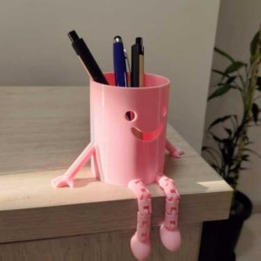 Imagem de Porta Caneta Lápis Organizador de mesa escritório - Articulado - Home Office - Impressão 3D (Rosa)