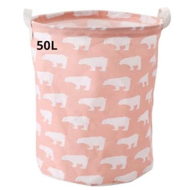 Imagem de Cesto de Roupa Suja Organizador Brinquedo 50 Litros Dobrável Multiuso Poliester Com Alças Para Banheiro, Quarto, Lavanderia, Cozinha - Ótimo Para Guardar Livros, Roupas, Brinquedos, Toalhas