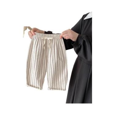 Imagem de Calças Vintage De Linho E Algodão Para Meninos Com Design De Cintura E