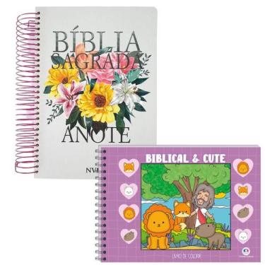 Imagem de KIT Livro para pintar Biblical and Cute Violeta e Bíblia Anote NVI Nov