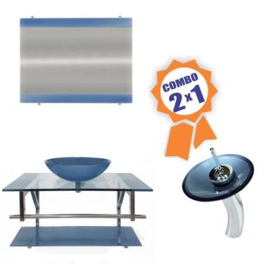 Imagem de Combo 2 em 1 - Gabinete 80cm Noruega + Torneira Ibiza - EKASA, Azul