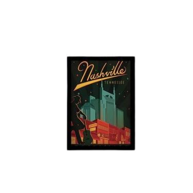 Imagem de Quadro Cartaz Retrô Nashville 45X34 Com Vidro Moldura Preta