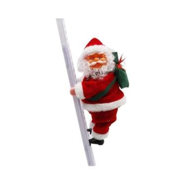 Imagem de Papai Noel Elétrico Escalando Escada Com Contas Decoração De Natal Pre