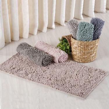 Imagem de Tapete Chenille 50x70cm Antiderrapante 100% Poliéster 1250g-m² Rosa