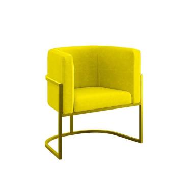 Imagem de Poltrona Cadeira Decorativa Lua Recepção Base De Ferro Gold Amarelo