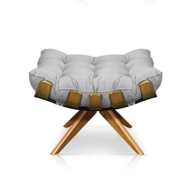 Imagem de Puff Giratório Costela Suede Base Madeira Ma25 Cinza