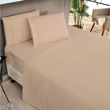 Imagem de Jogo De Lençol Solteiro 180 Fios 3 Peças Elegance - Cáqui