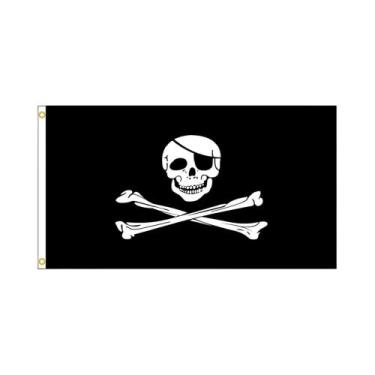 Imagem de FLAGLINK 90x150cm Grande Caveira Crossbones Bandeira Pirata Jolly Roge