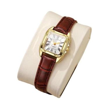 Imagem de Relógio Feminino De Quartzo Com Pulseira De Couro, Relógio Casual Com 