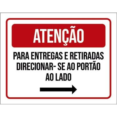 Imagem de Kit 3 Placa Acm Entregas Retiradas Portão Lado Direita 18X23
