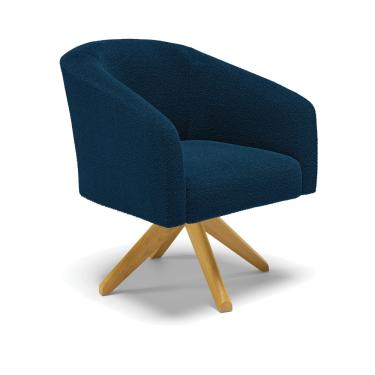 Imagem de Poltrona Decorativa Giratória MA30 Stella Bouclê Azul - D'Rossi