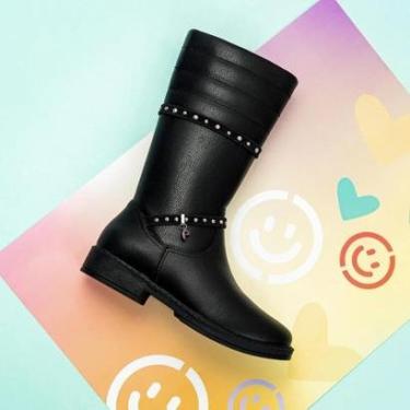 Imagem de Bota Infantil Menina Pampili Safira Cano Alto Preta-Feminino