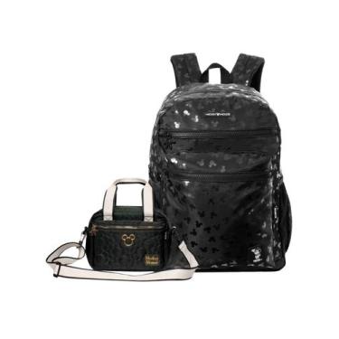 Imagem de Kit Mickey Mouse Mochila Costas + Lancheira Juvenil Black - Xeryus